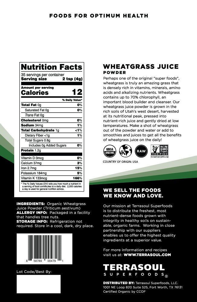 Terrasoul wheat-grass powder being poured into smoothie for energy