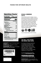 Terrasoul Superfoods White Chia Seeds dry closeup, ideal for smoothies and puddings.