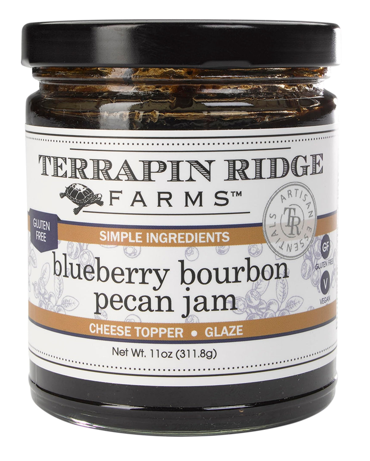 Terrapin Ridge Blueberry Bourbon Jam jar ready for toast and breakfast sweetness
