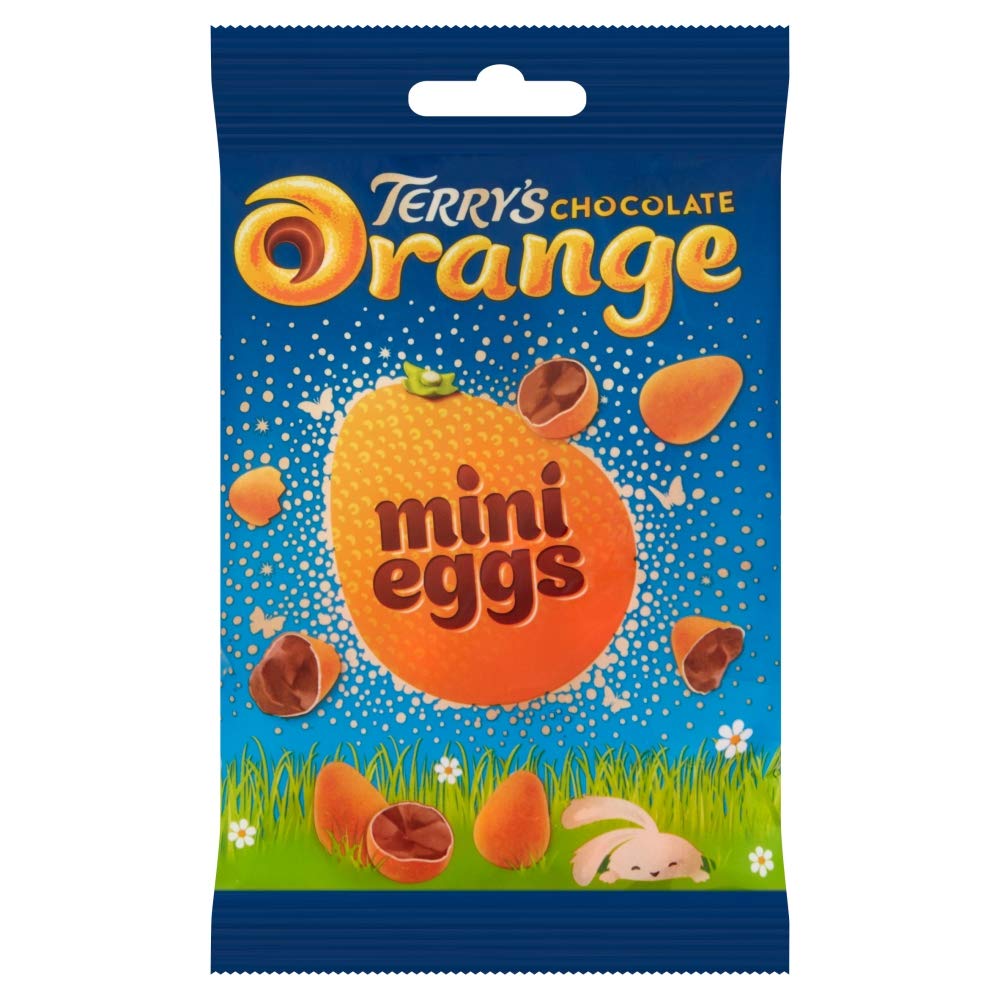 Terry's Chocolate Orange Mini Eggs 80g pack shot, ideal for sharing at celebrations