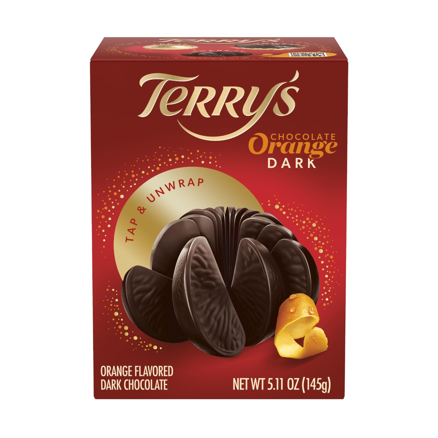 Foiled Terry's orange revealed, ideal for dessert garnishes and treats.