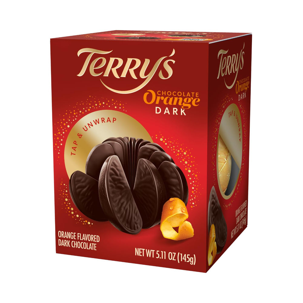 Terry's Dark Chocolate Orange wedges in a gift basket, a thoughtful holiday treat.