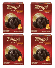 Terry's Dark Chocolate Oranges 4-pack on a festive plate, perfect for gifting.