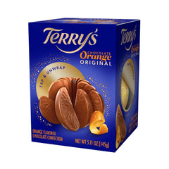 Cross-section of Terry's Orange showing chocolate and orange filling