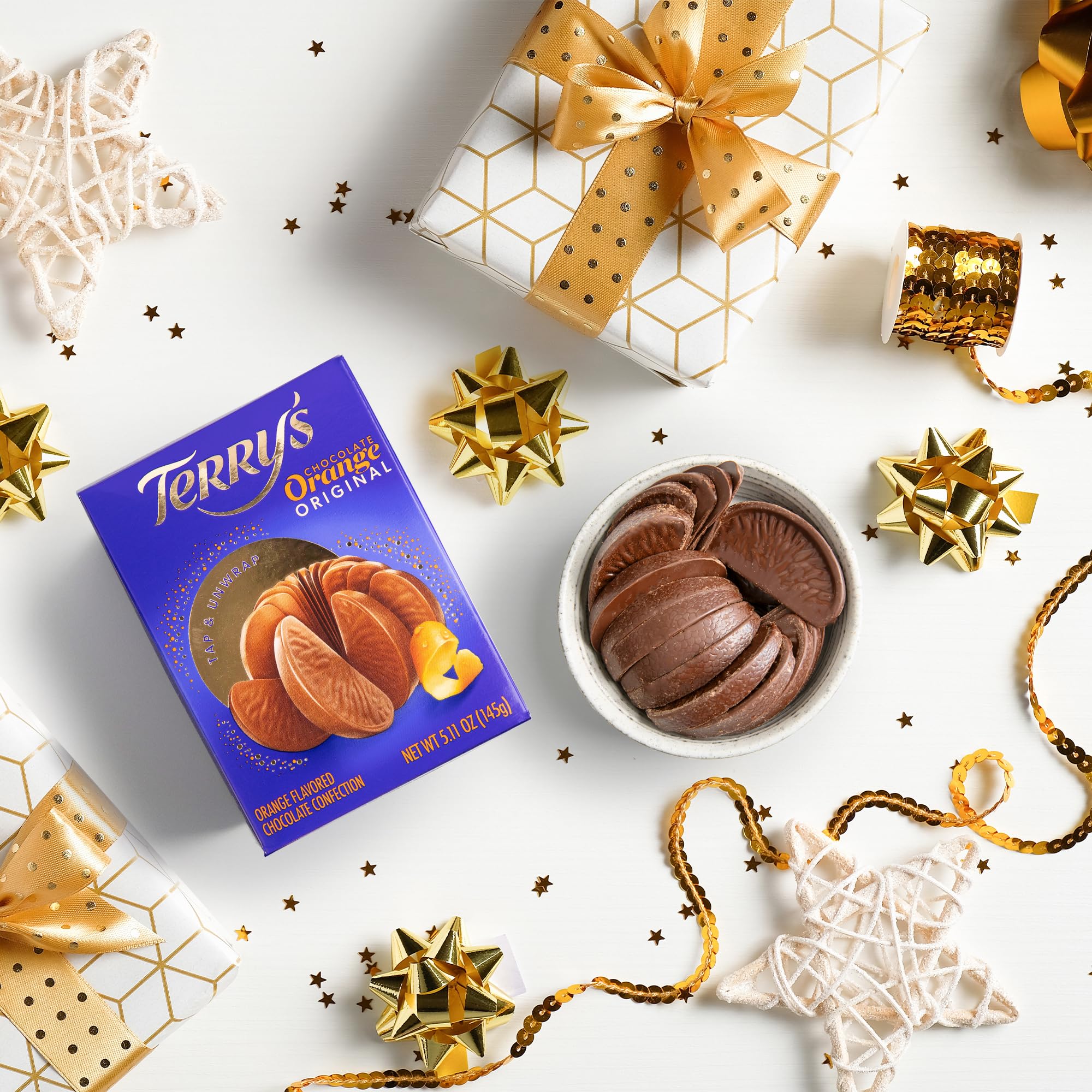Smooth melt-in-the-mouth texture of Terry's orange chocolate