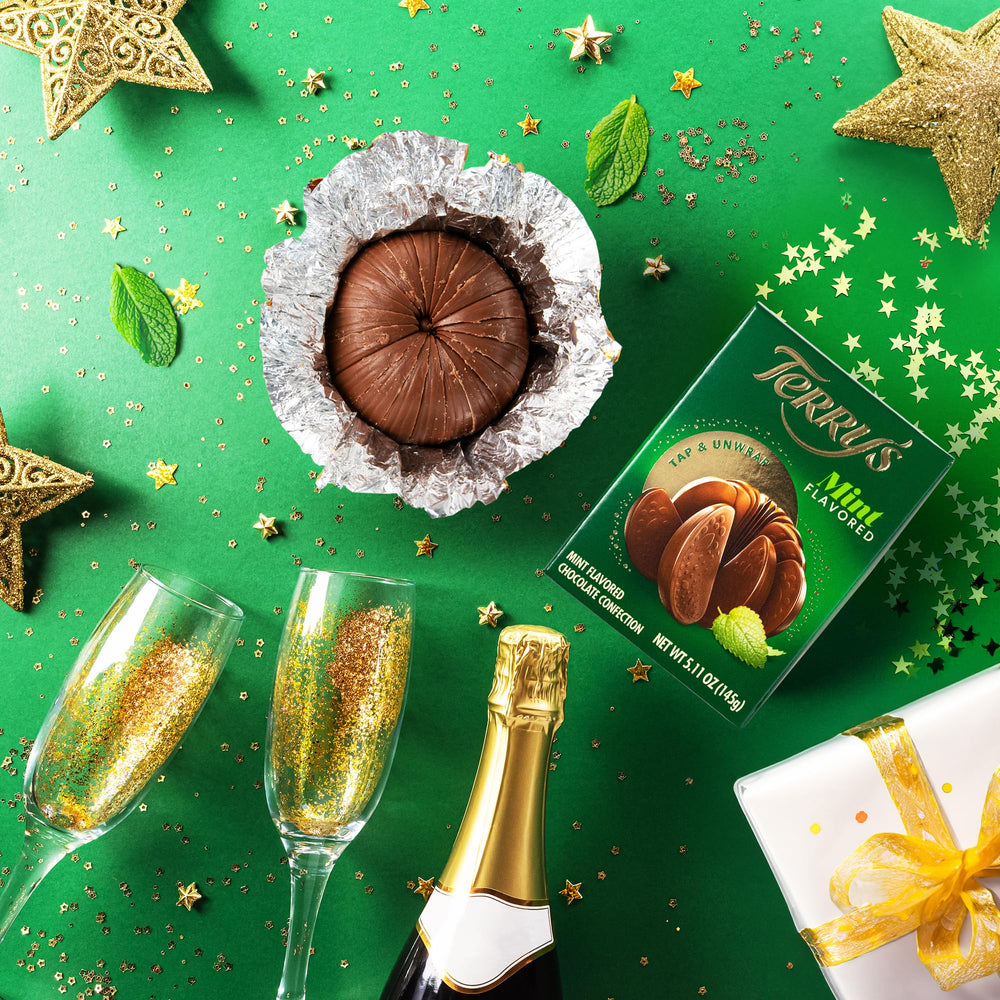 Terrys Mint Milk Chocolate Orange gift box ready for holiday celebrations.