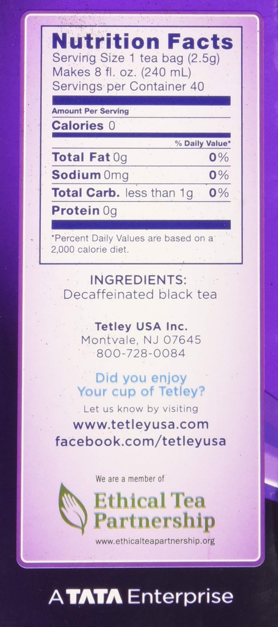 Tetley British Blend decaf steeped cup showing rich color and aroma.
