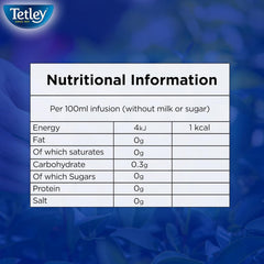Tetley Decaf Tea Bags 80ct close-up showing bag and tag for easy brewing.