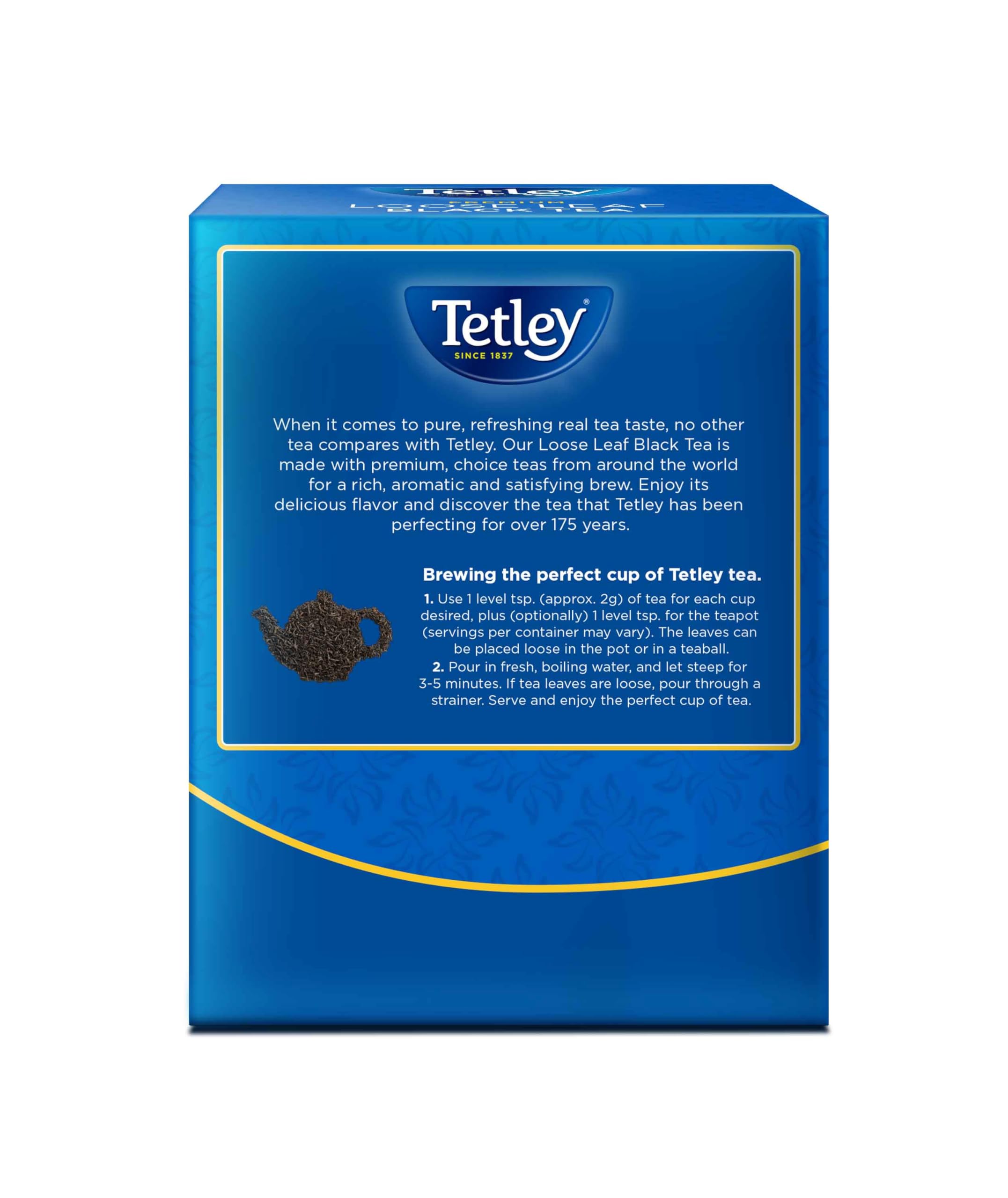 Tetley loose leaf tea being poured into a cup for a rich, satisfying brew