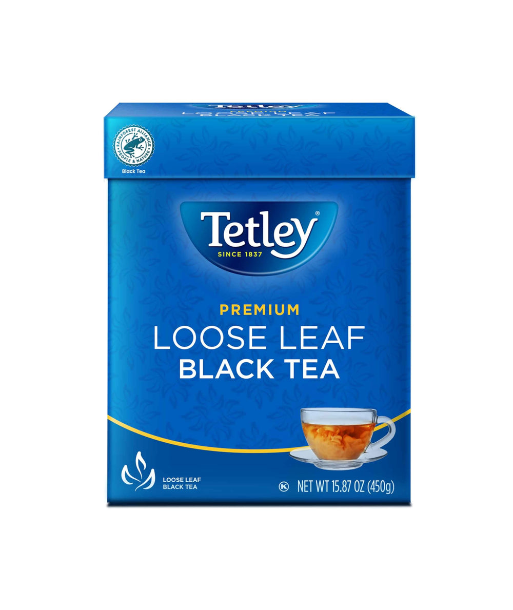 Tetley Premium Loose Leaf Tea cup-steep scene showing a rich aroma for a comforting morning ritual.