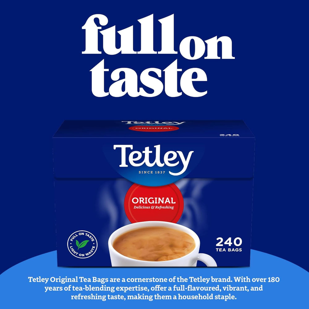 Tetley Rainforest Alliance badge on packaging.