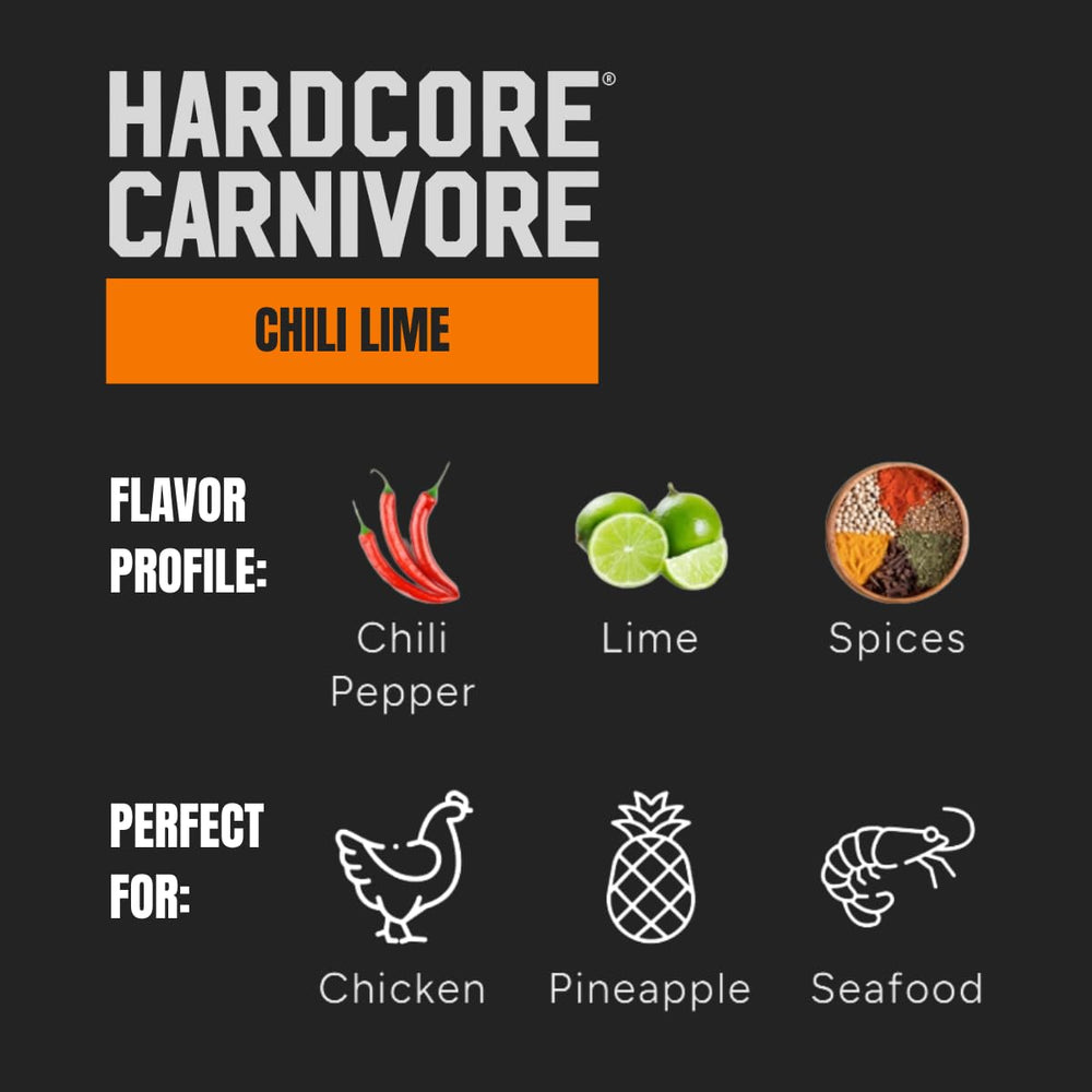 Hardcore Carnivore Texas-made seasoning label highlights premium ingredients.