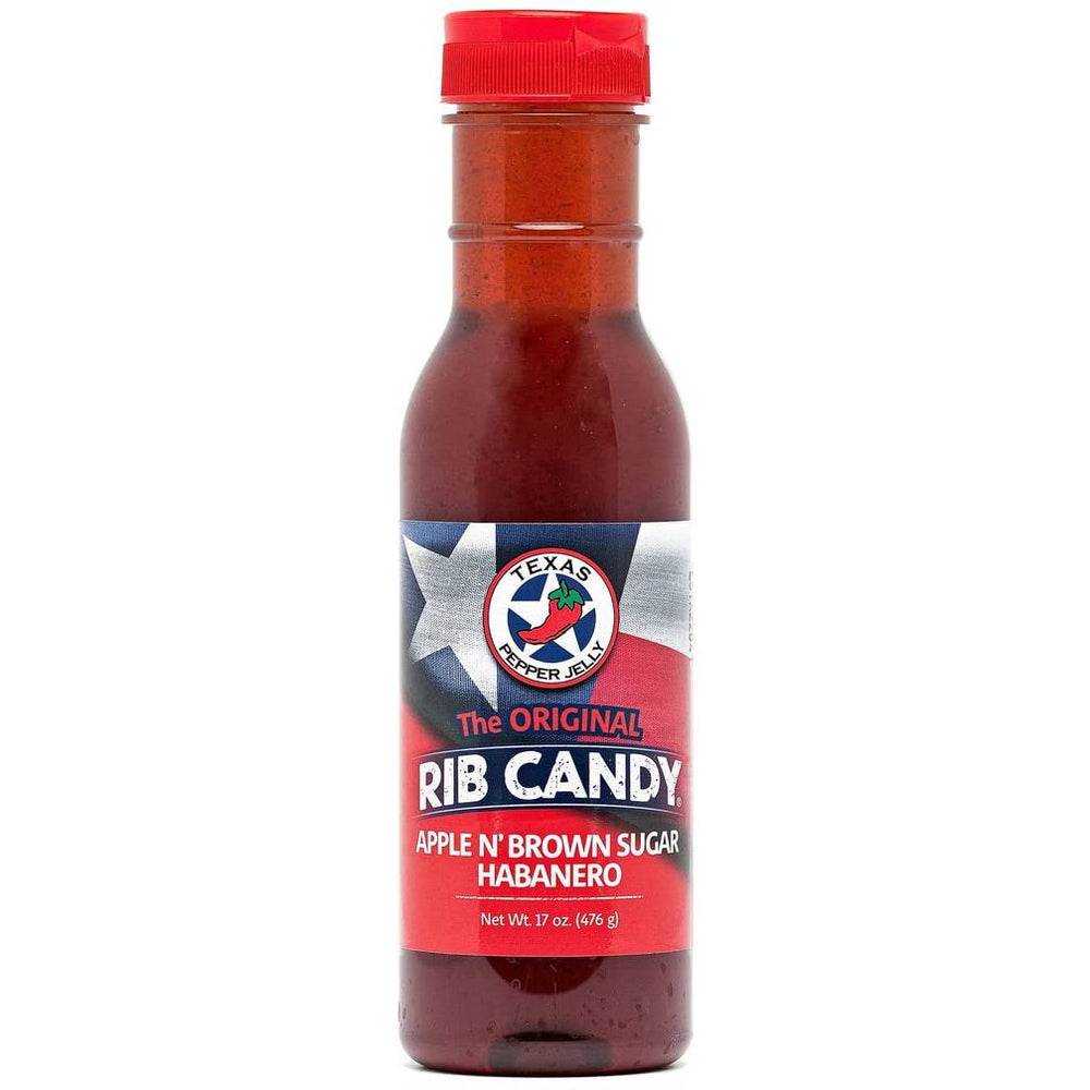 Texas Pepper Jelly Rib Candy bottle front, ideal glaze for grilling