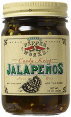 Texas Pepper Works Candy Krisp Jalapenos jar with glossy glaze for bold snacking.