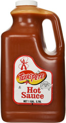Texas Pete Original Hot Sauce bottle on a kitchen counter, great for bold flavoring.