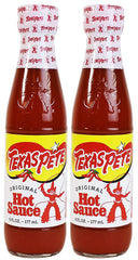 Texas Pete Original Hot Sauce bottle pour adds bold flavor to eggs and burgers.