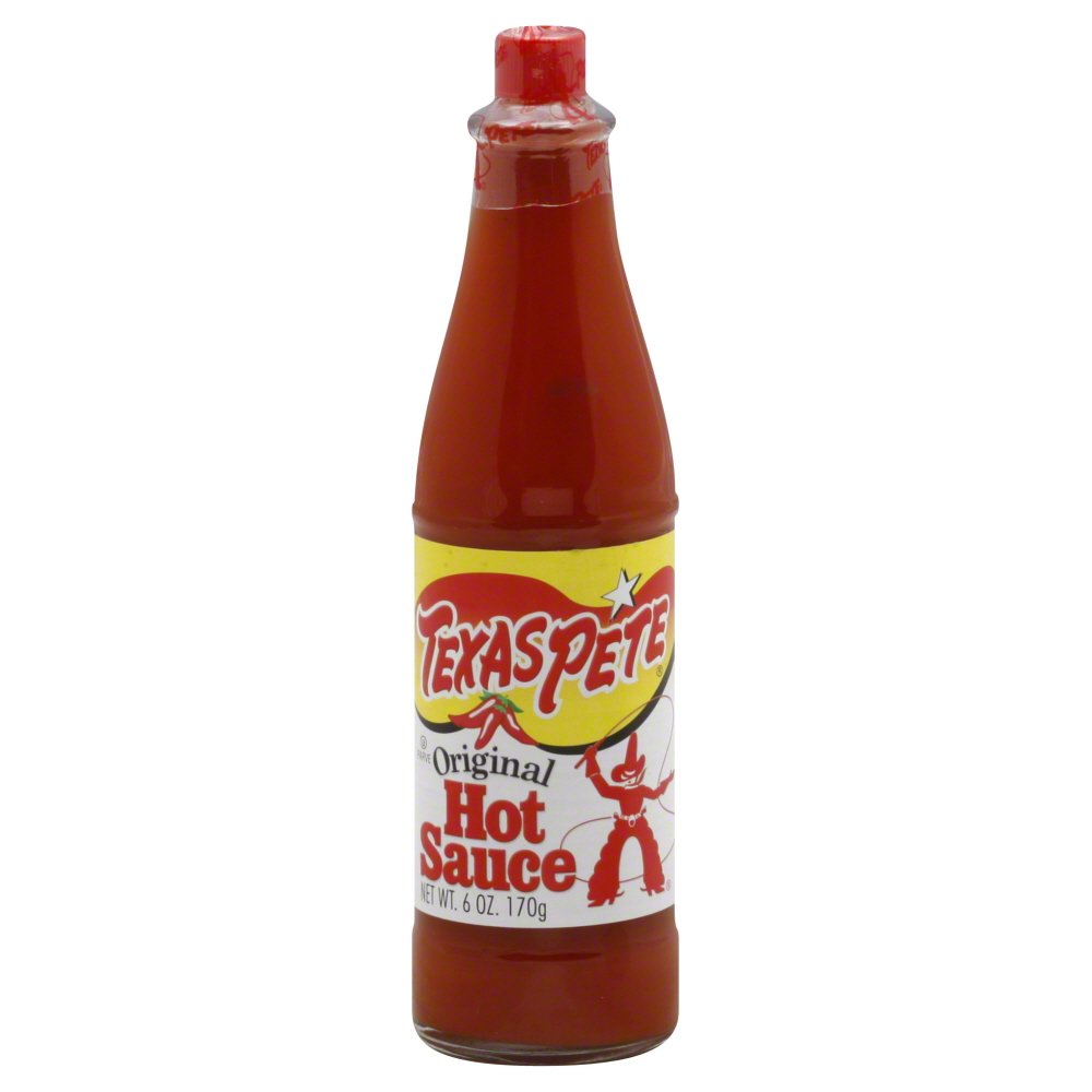 Texas Pete Sauce Hot bottle pour adds bold heat to meals.