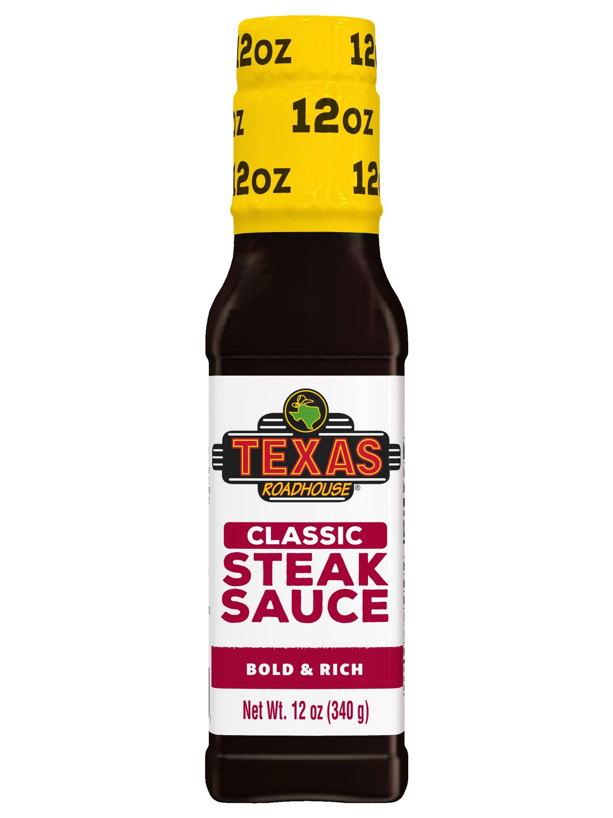 Texas Roadhouse Classic Steak Sauce bottle front for marinating and flavor enhancement.