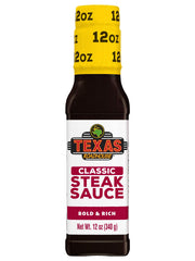 Texas Roadhouse Classic Steak Sauce bottle front for marinating and flavor enhancement.