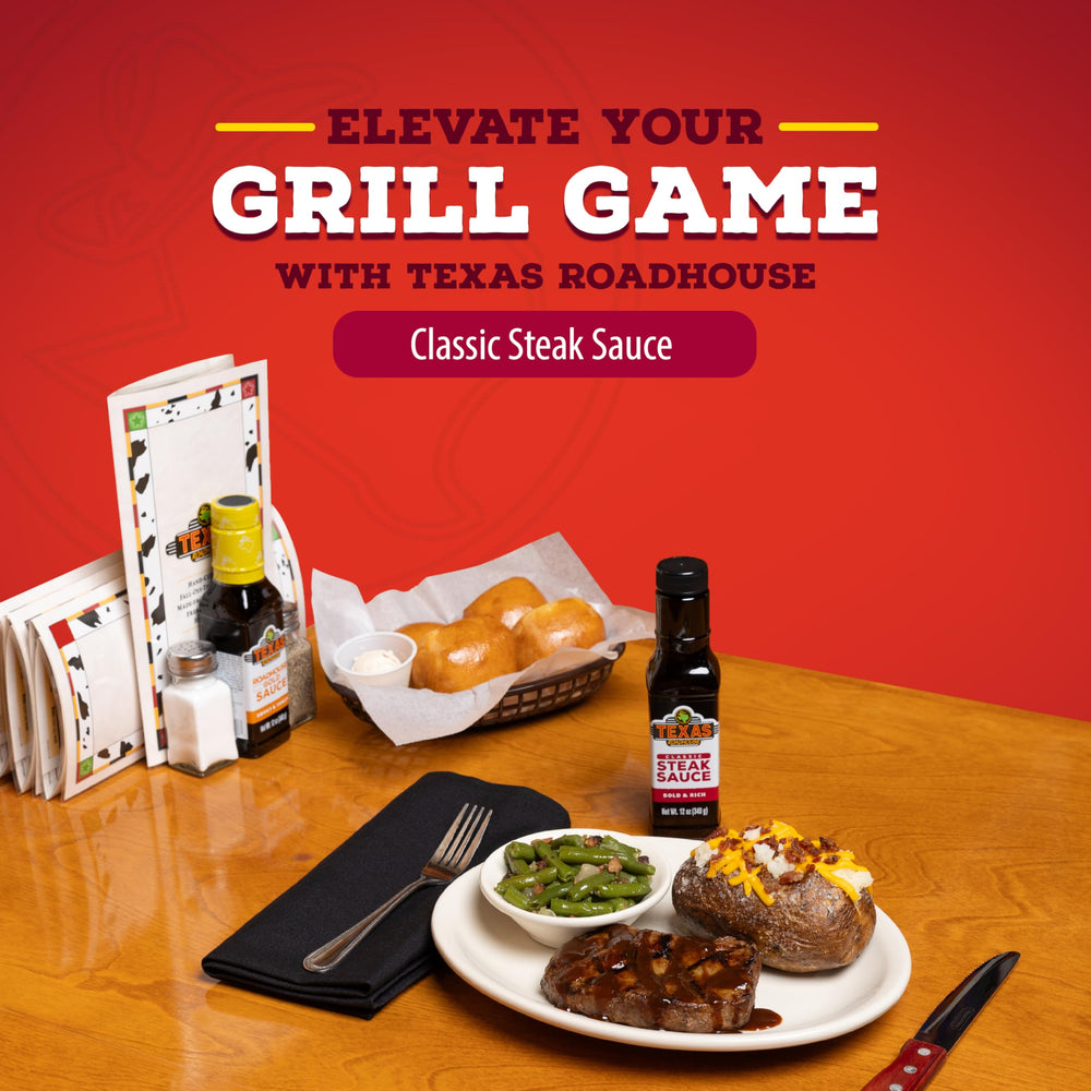 Dipping plate with Texas Roadhouse Classic Steak Sauce for beef and pork.