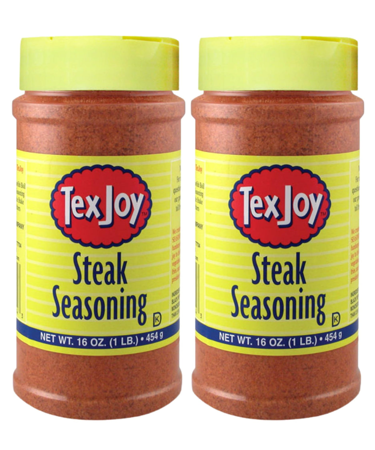 TexJoy steak seasoning 16oz pack, front view, enhances beef flavor and versatility.