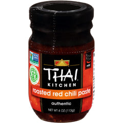 Thai Kitchen gluten-free roasted red chili paste jar adds bold curry base.