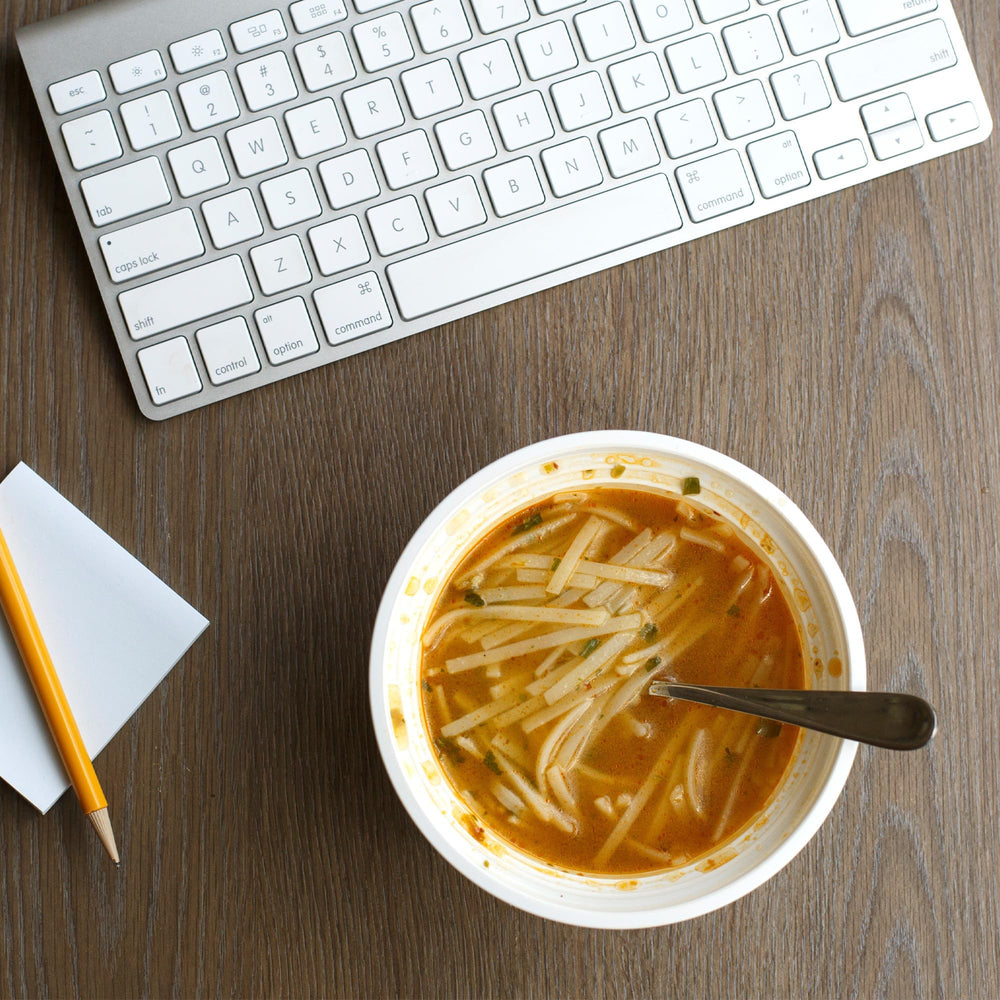 Thai Kitchen microwave-ready soup cup facilitates quick weeknight dinners.
