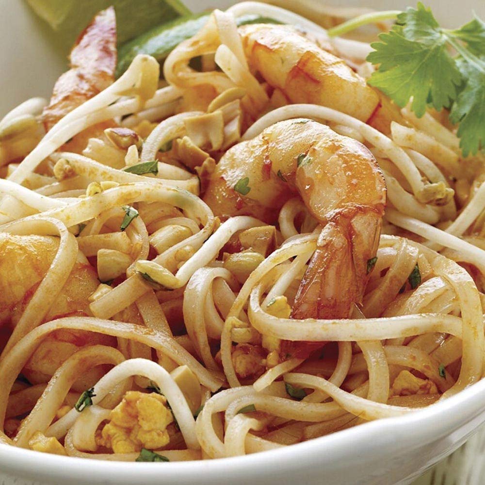 Thai Kitchen gluten-free noodles ready to join a comforting soup bowl.