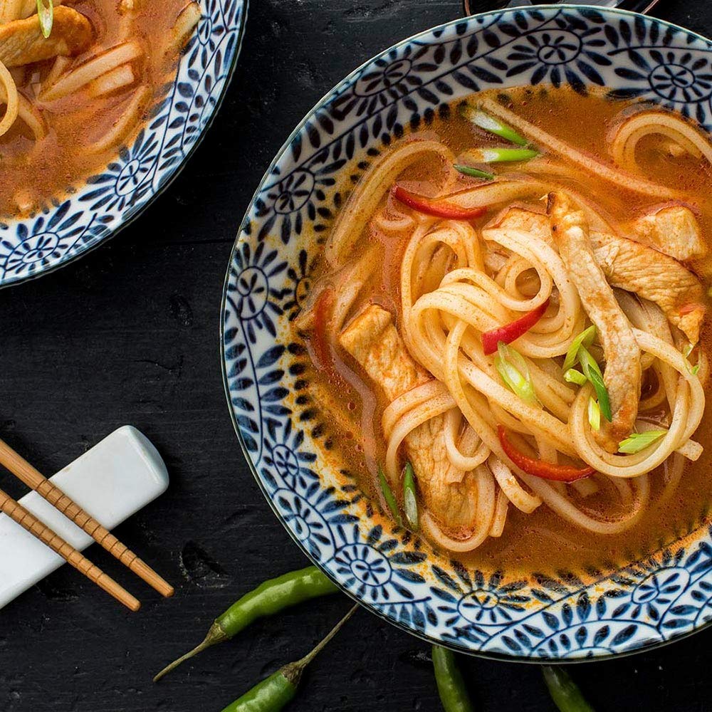 Thai Kitchen red chili paste as noodles condiment for quick bowls.