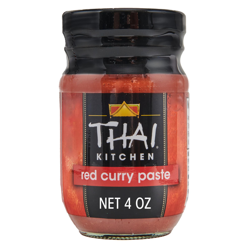 Thai Kitchen Red Curry Paste bottle on counter ready for Thai-inspired meals