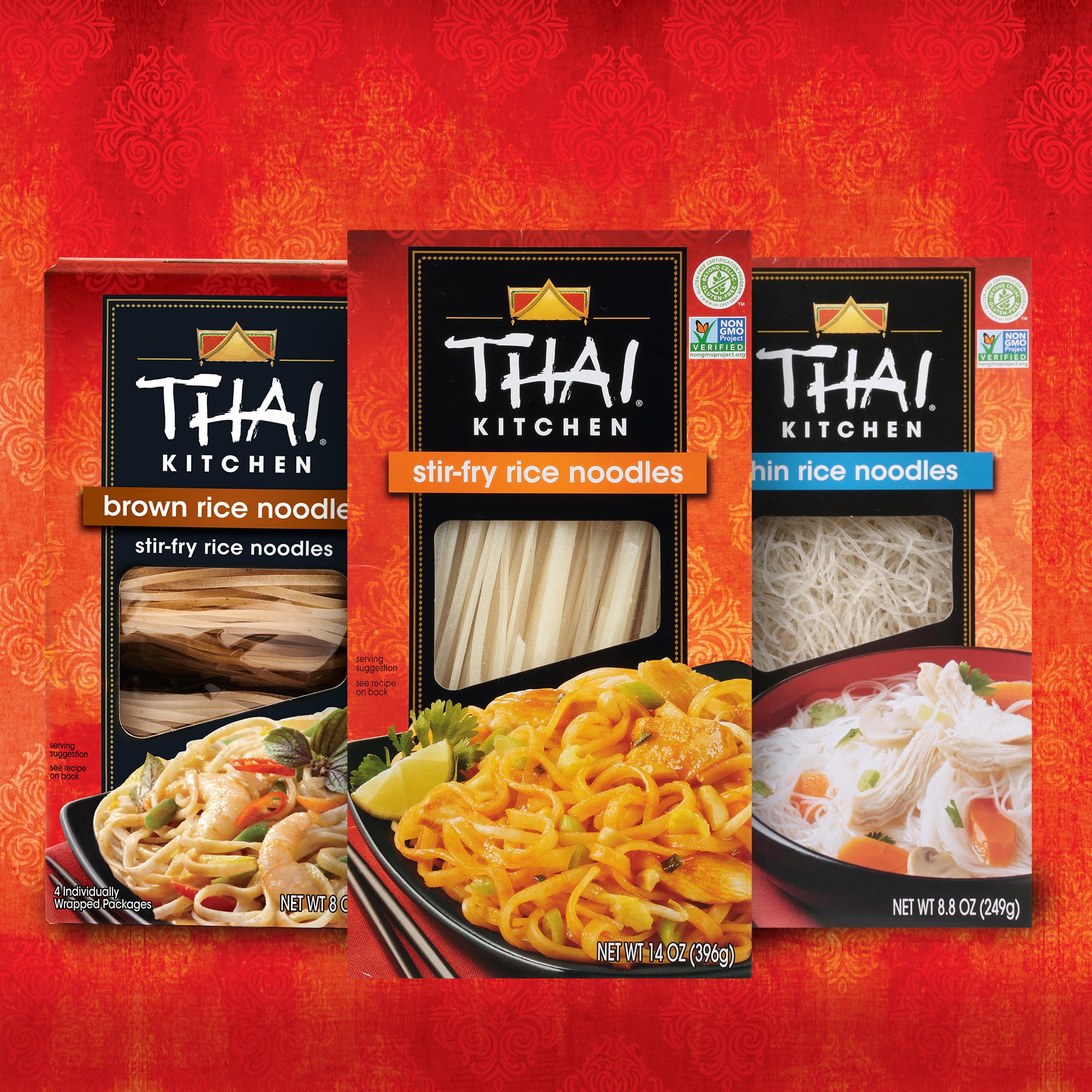 Thai Kitchen Thin Rice Noodles vegan-friendly and gluten-free option.