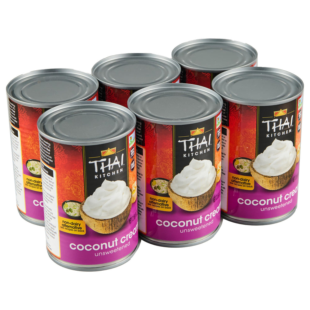 Thai Kitchen unsweetened coconut cream bottle ideal for dairy-free curries.