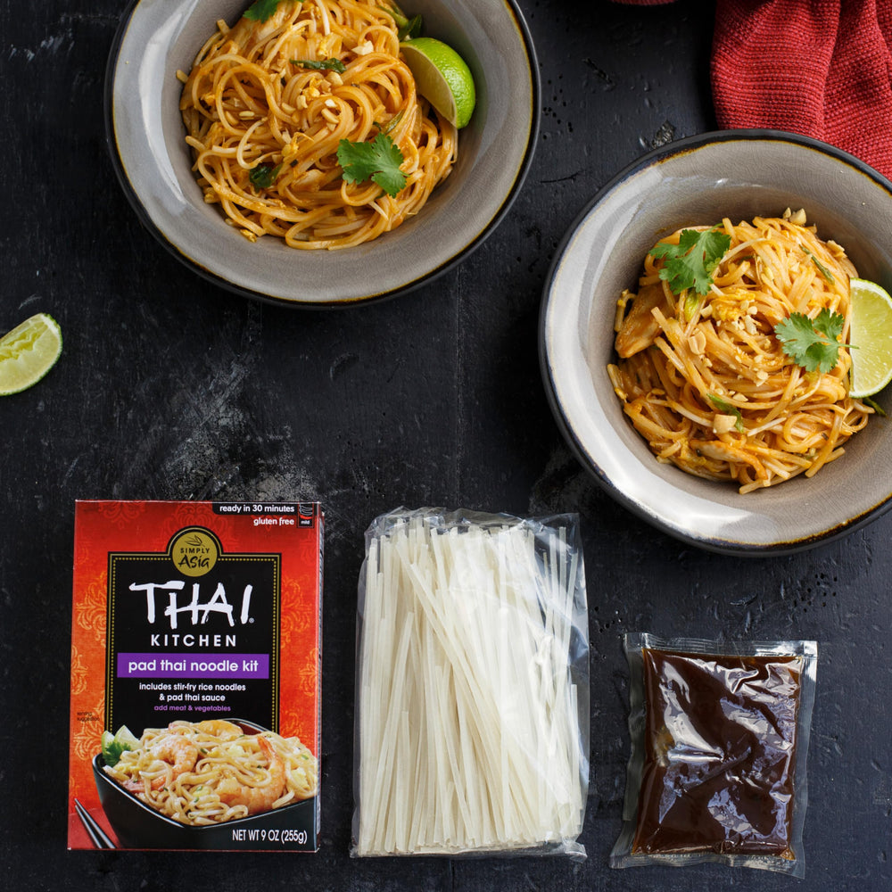 Thai Kitchen kitchen scene with skillet, promoting quick dinner options for busy evenings.