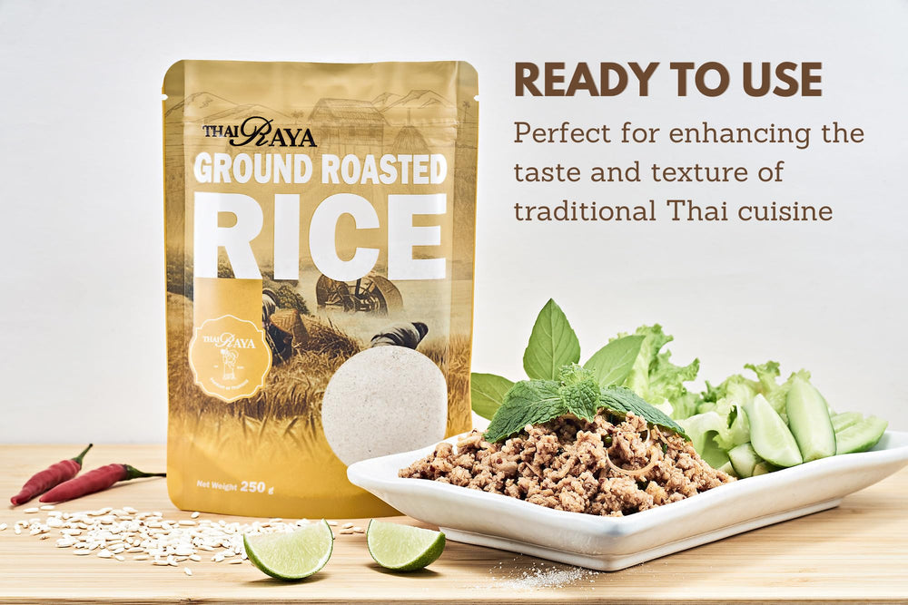 ThaiRaya Khao Khua topping for larb and salads adds crunch.