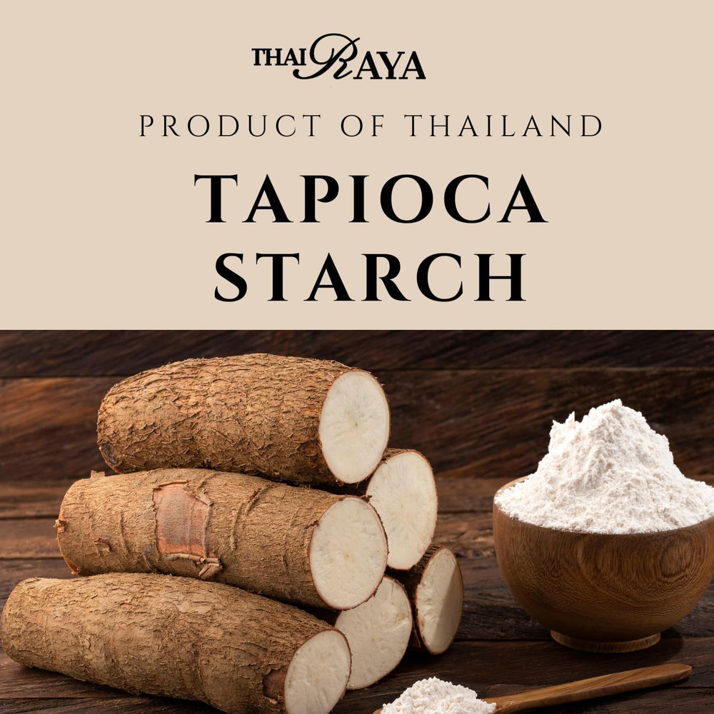 Close-up of fine white Thairaya Tapioca starch powder highlighting smooth texture for recipes