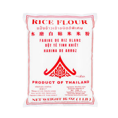 Thairaya Thai White Rice Flour packaging close-up highlighting gluten-free baking potential.