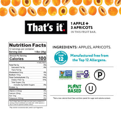 That's it Apple + Apricot bar close-up — two real fruit servings in every bite.