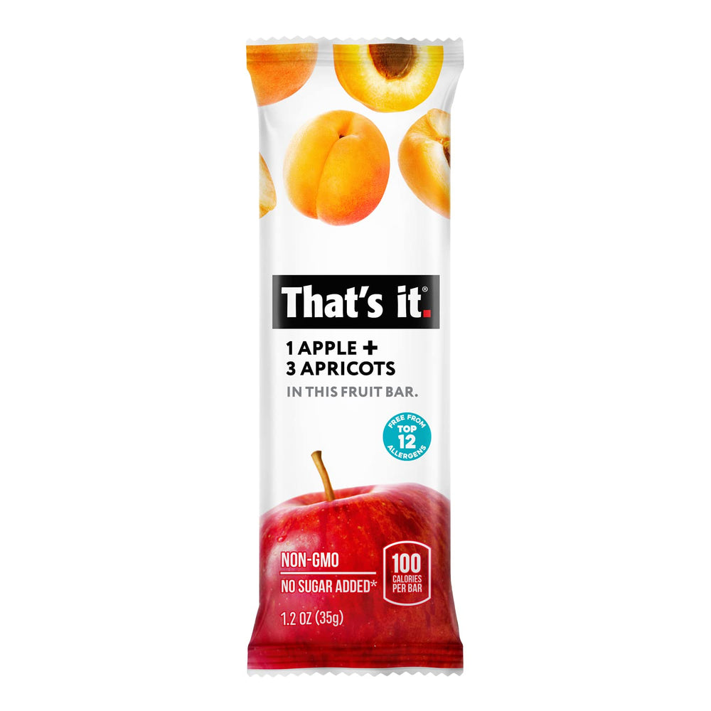 That's it Apple + Apricot bar on-the-go — perfect for lunchboxes and travel.