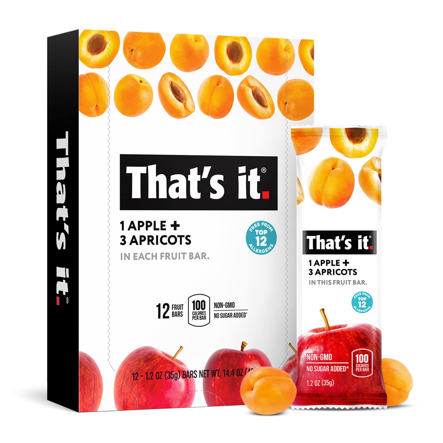 That's it Apple + Apricot bar pack — on-the-go healthy fruit snack.