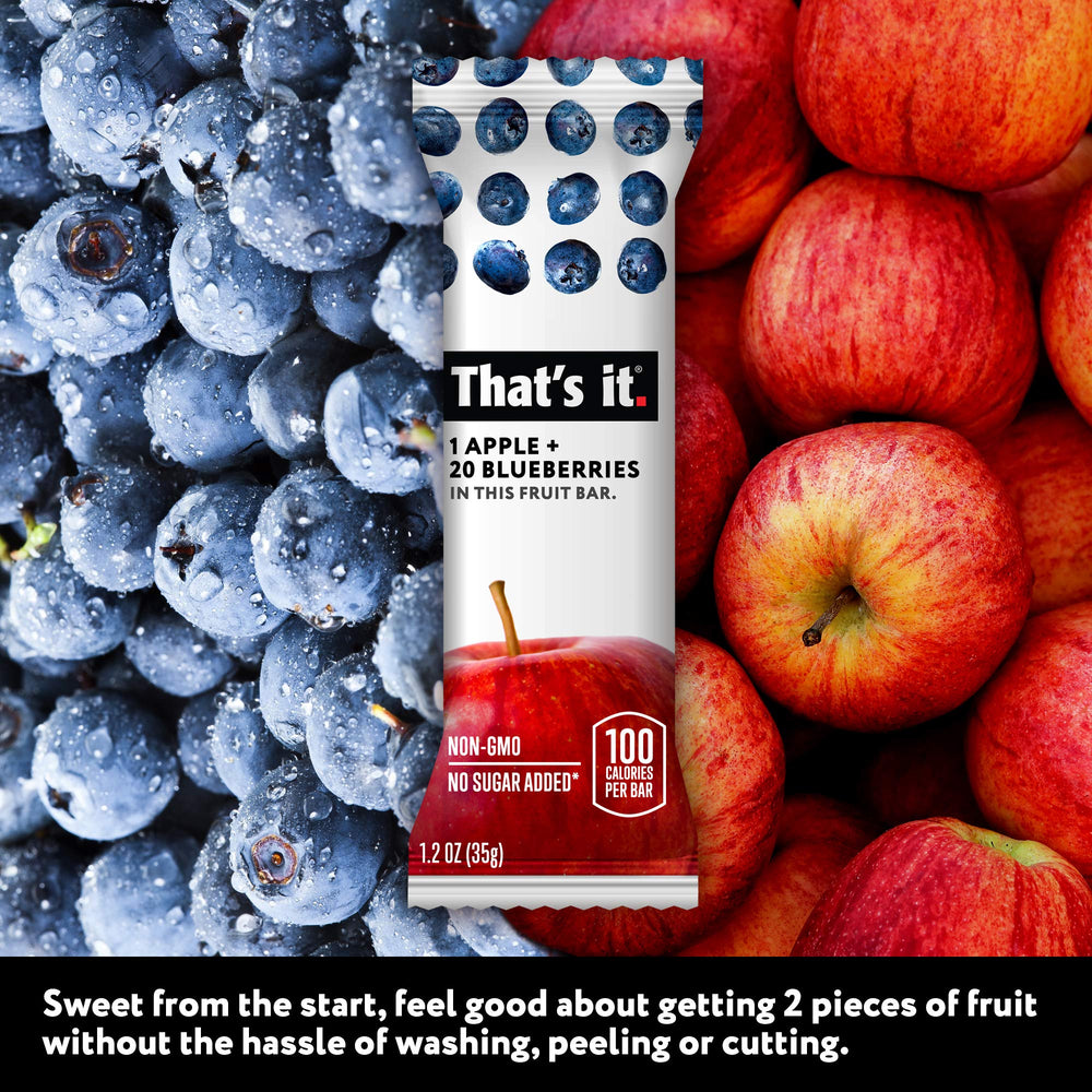 That's It Apple-Blueberry Bar outdoors on a camping trip for energy.