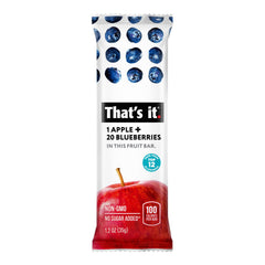That's it Apple + Blueberry bar ingredients label, clean and allergen-friendly.