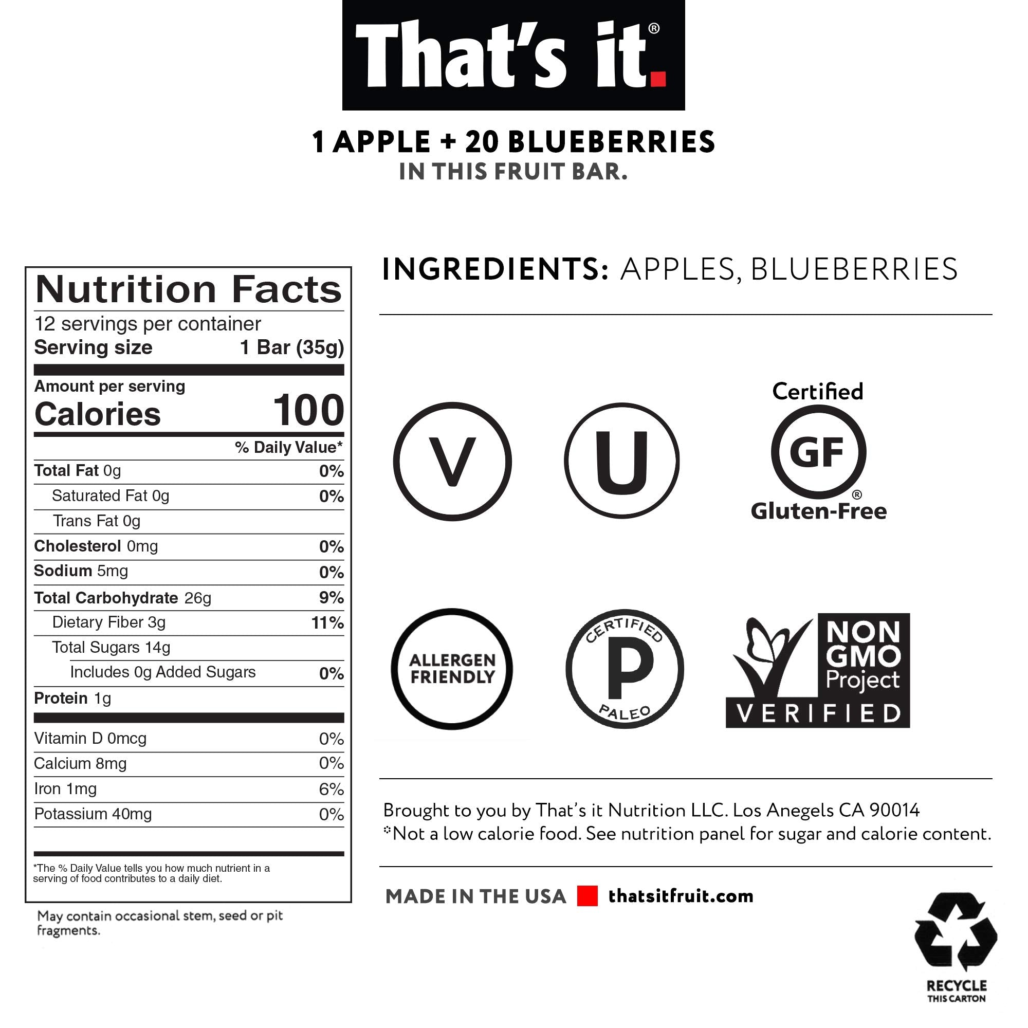 That's It Apple-Blueberry Bar in a lunchbox, a healthy school snack option.