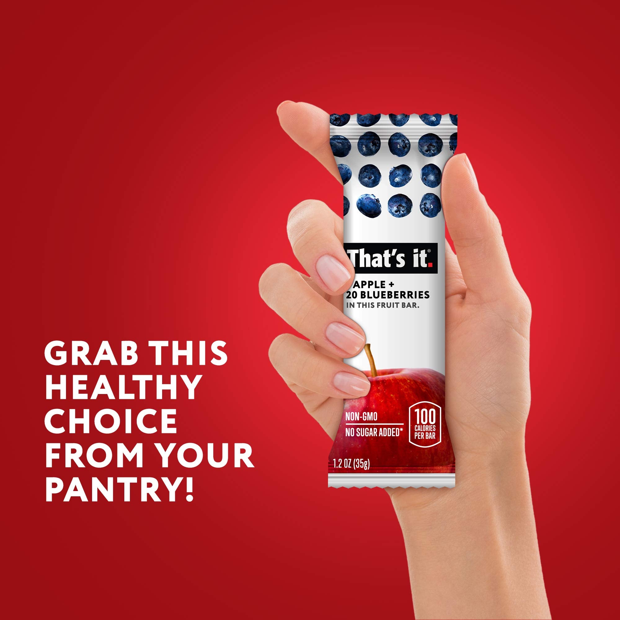 That's It Apple-Blueberry Bar stored in pantry for convenient healthy snacking.