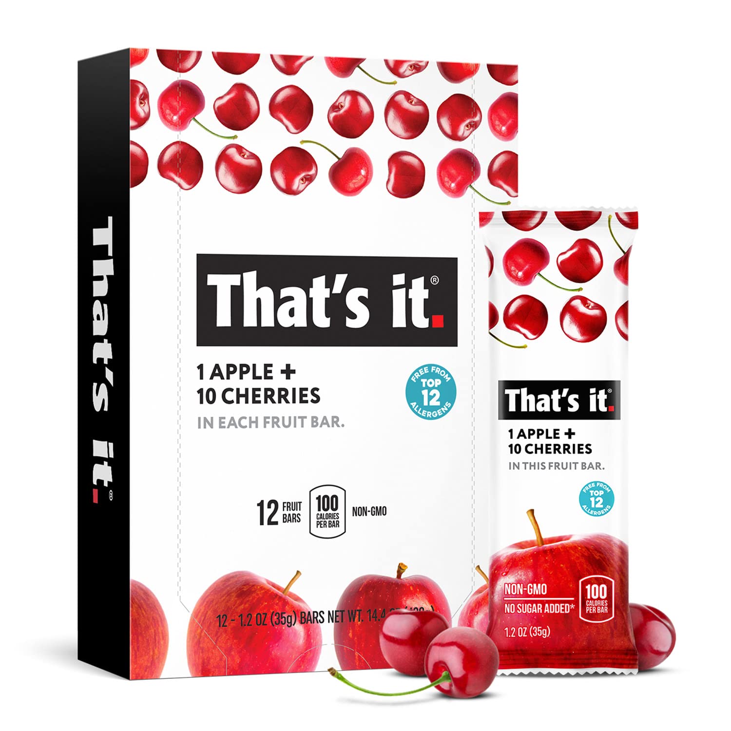 That's It Apple Cherry bar pack shown as a convenient real fruit snack for on the go