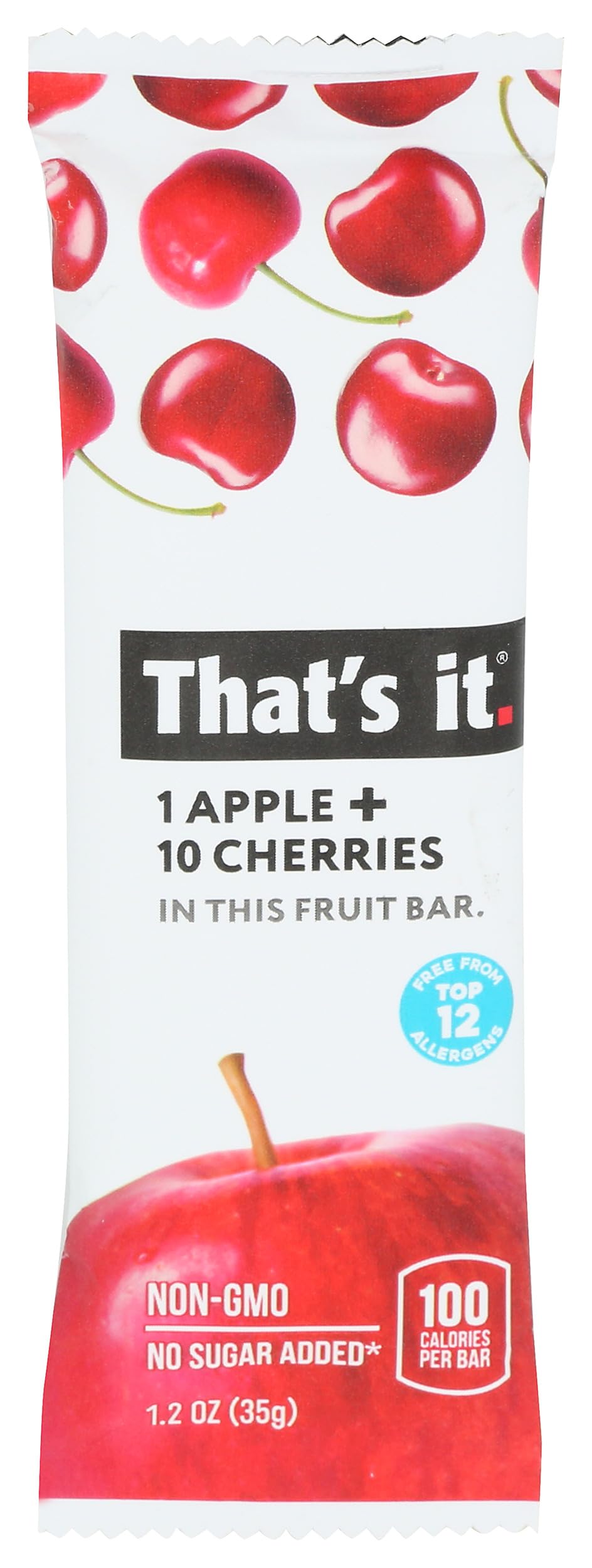 That's It Apple Cherry Fruit Bar packaging front for on-the-go snacking