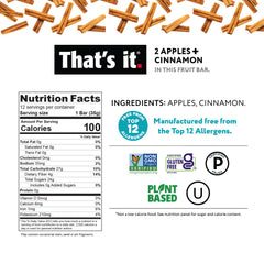 That's it Apple Cinnamon bar closeup shows chewy texture and no added sugar.