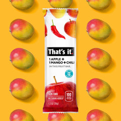 That's it apple-mango-chili bar close-up reveals chewy texture and vibrant color