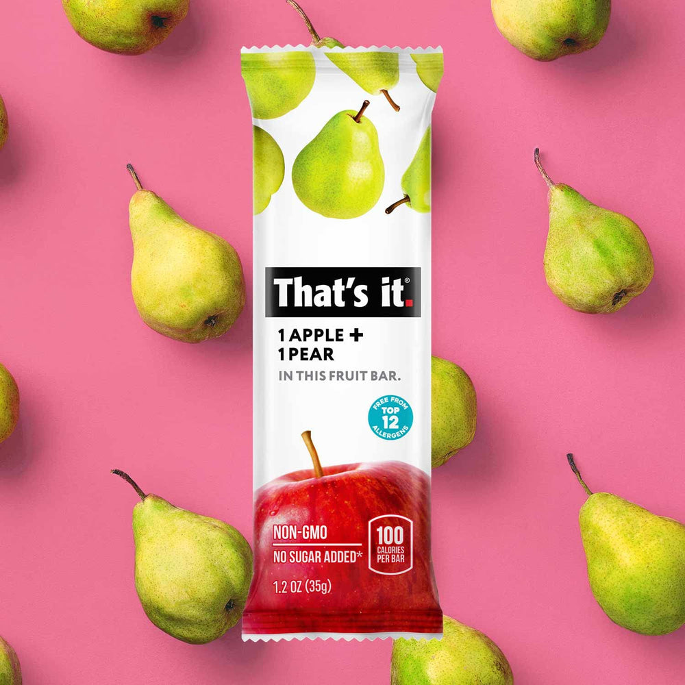 That's it Apple + Pear bar on-the-go ready for quick energy anywhere.