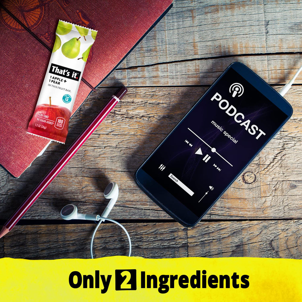 That's it Apple + Pear bar with a two-year shelf life for pantry storage.