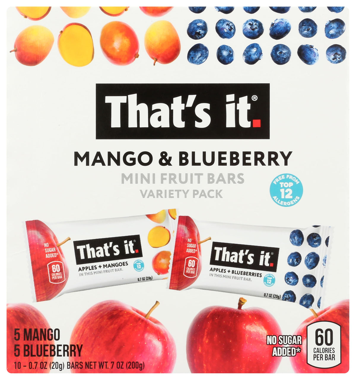 Thats It Blueberry Mango Caddy bar pack, perfect for on-the-go snacking and pantry versatility.